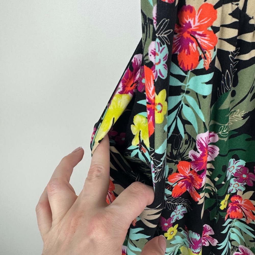 Terra & Sky Floral Pull On Maxi Skirt 4X Multicolor Stretch Side Slit Tropical - Picture 3 of 10